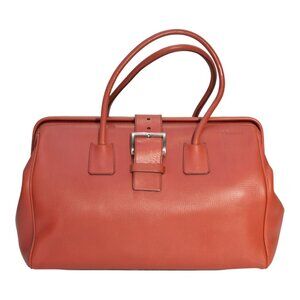 Prada Vintage Red Leather Doctor Bag Satchel frame top, double handle Handbag